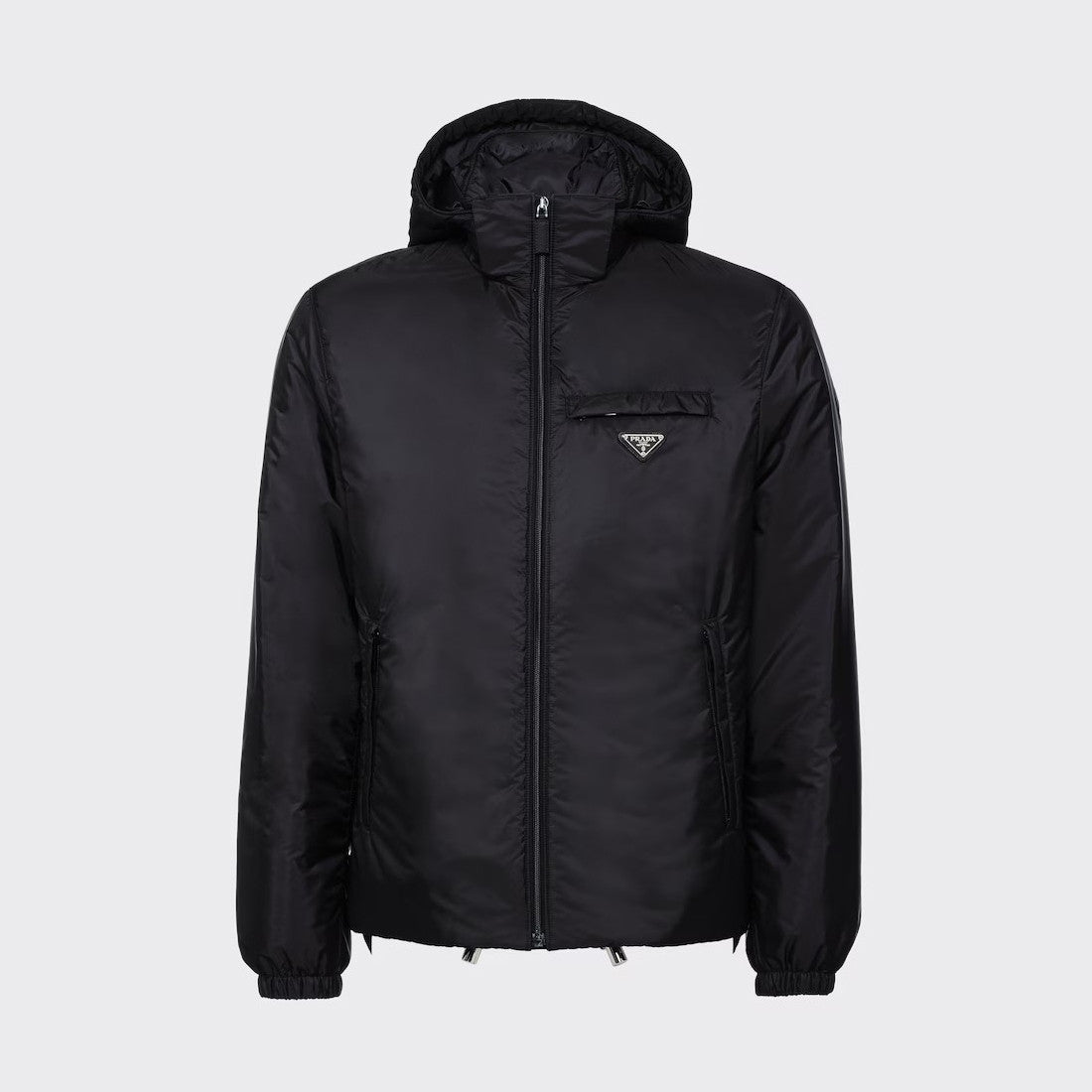 Prada Men's Fall/Winter Hooded Zipper Solid Color Re-Nylon Puffer Jacket #96855
