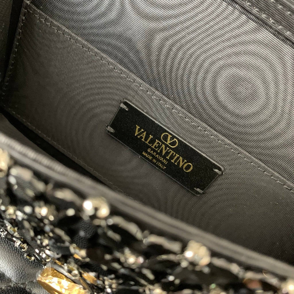Valentino Imitation Crystal Decoration V Logo Signature Handbag #333601