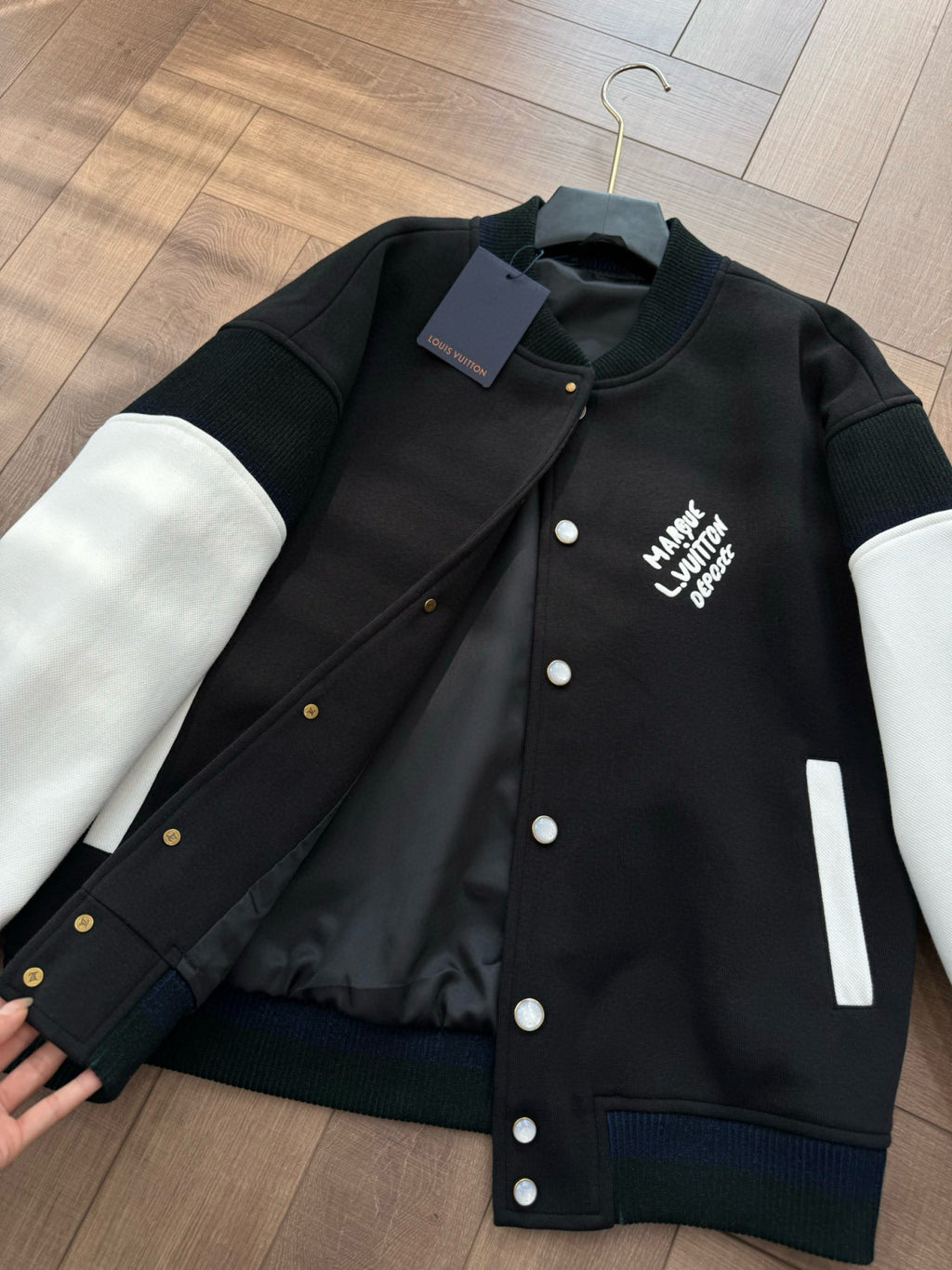 Louis Vuitton Men's Spring And Autumn Cotton Knit Baseball Jacket Single Breasted Colorblocked Cotton Long Sleeve Corset Jacket #77852