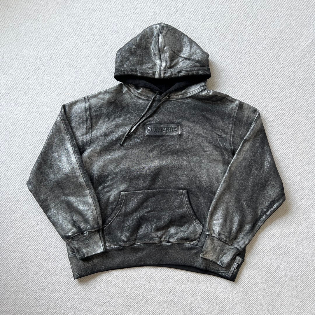 SUPREME/MM6 MAISON MARGIELA Men's and Women's Spring and Autumn Tie-Dye Washed Logo Solid Color Pocket Hooded Sweatshirt Pullover #73148