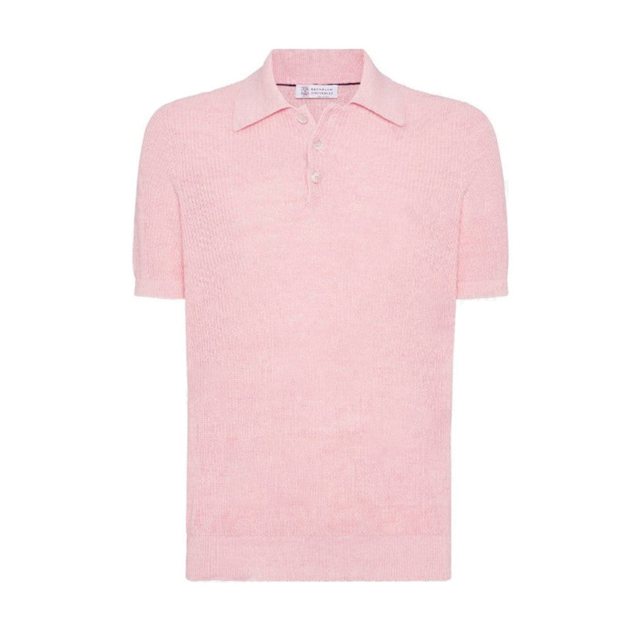 Brunello Cucinelli Men's Summer Linen Cotton Half English Rib Knit Solid Color Short Sleeve Polo Shirt Ngvp #1553
