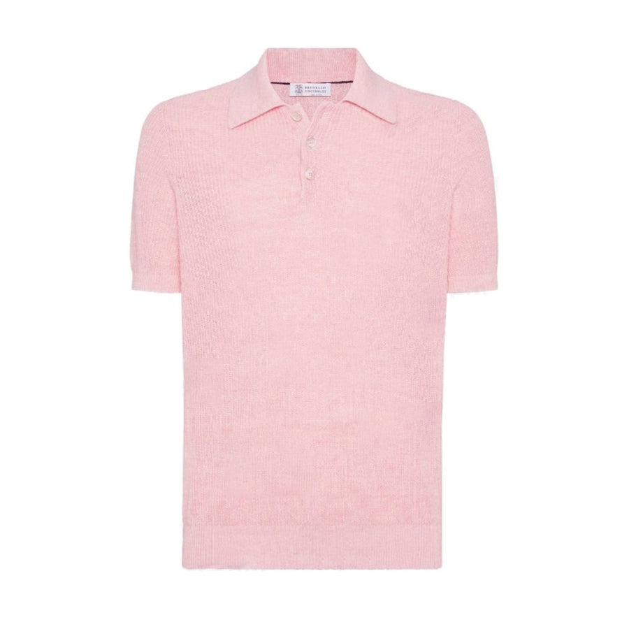 Brunello Cucinelli Men's Summer Linen Cotton Half English Rib Knit Solid Color Short Sleeve Polo Shirt Ngvp #1553