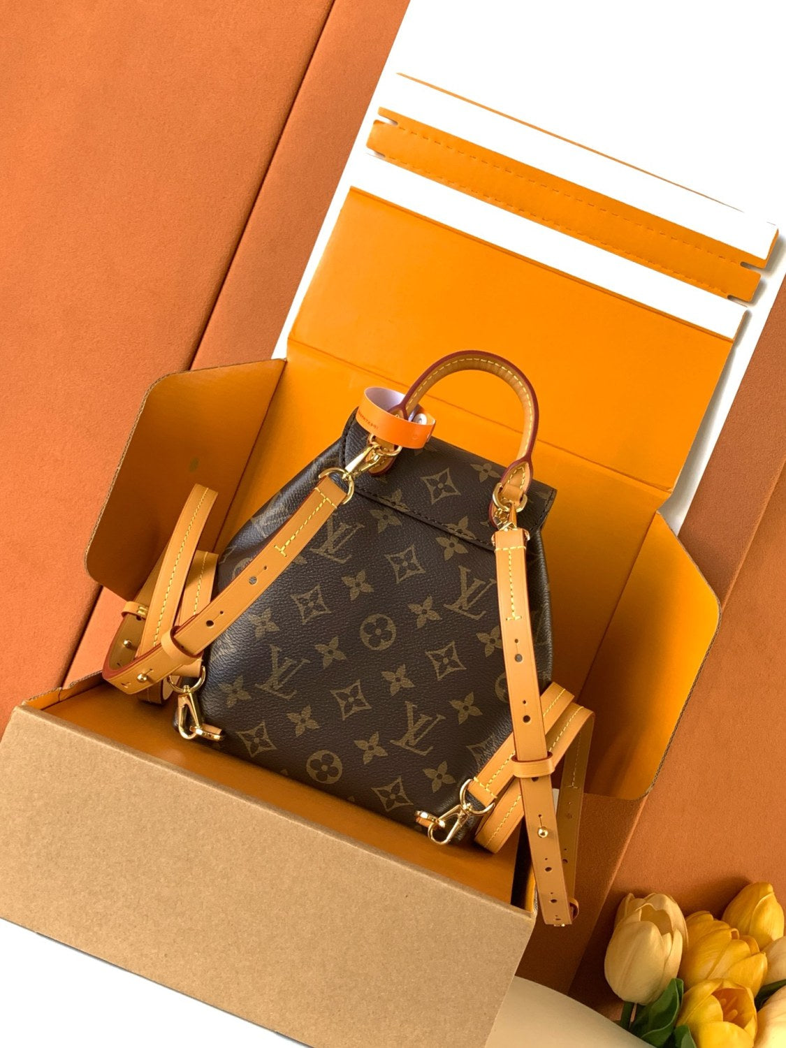Louis Vuitton Montsouris Mini Women's Brown Letter Print Canvas and Leather Backpack Bag Bags #77525
