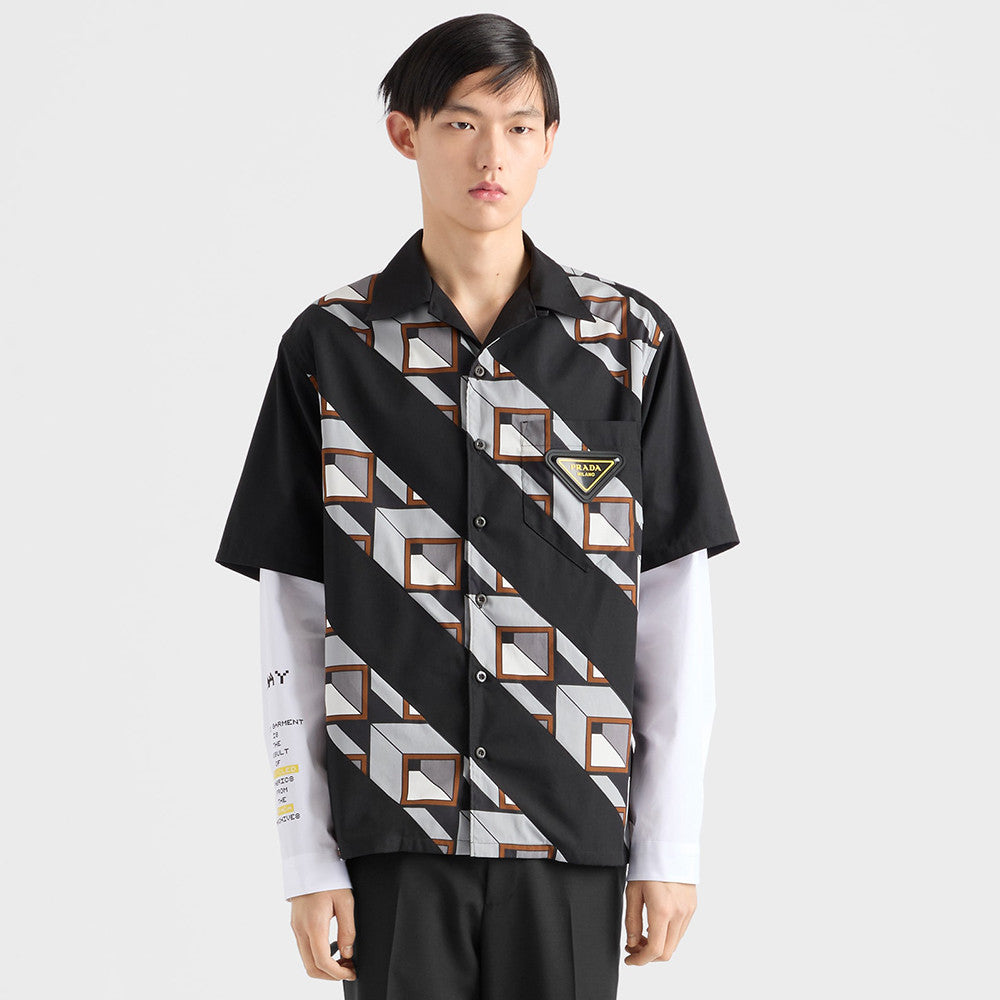 PRADA Black steel Timecapsule Printed Cotton Shirt #377112