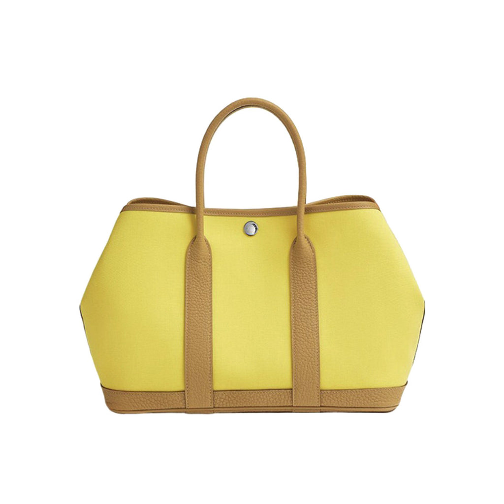 Hermes Garden Party 30 Women's Silver Buckle Colour Blocking Canvas and Calfskin Tote Bag Bags #76891