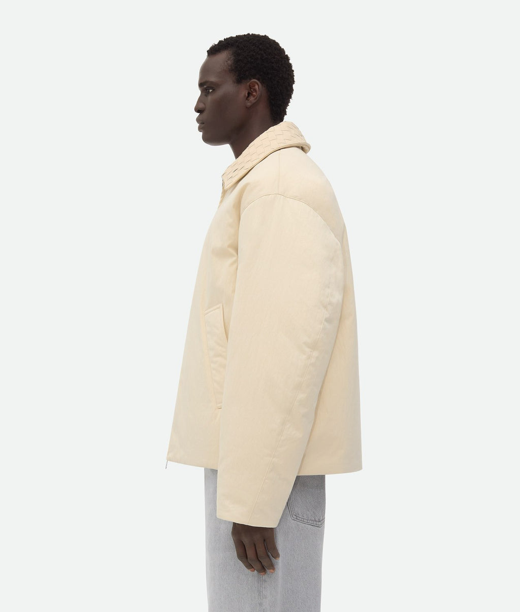 Bottega Veneta Men's Winter Solid Color Lapel Zipper Cotton Twill Long Sleeve Fitted Puffer Down Jacket Ngvp #9766