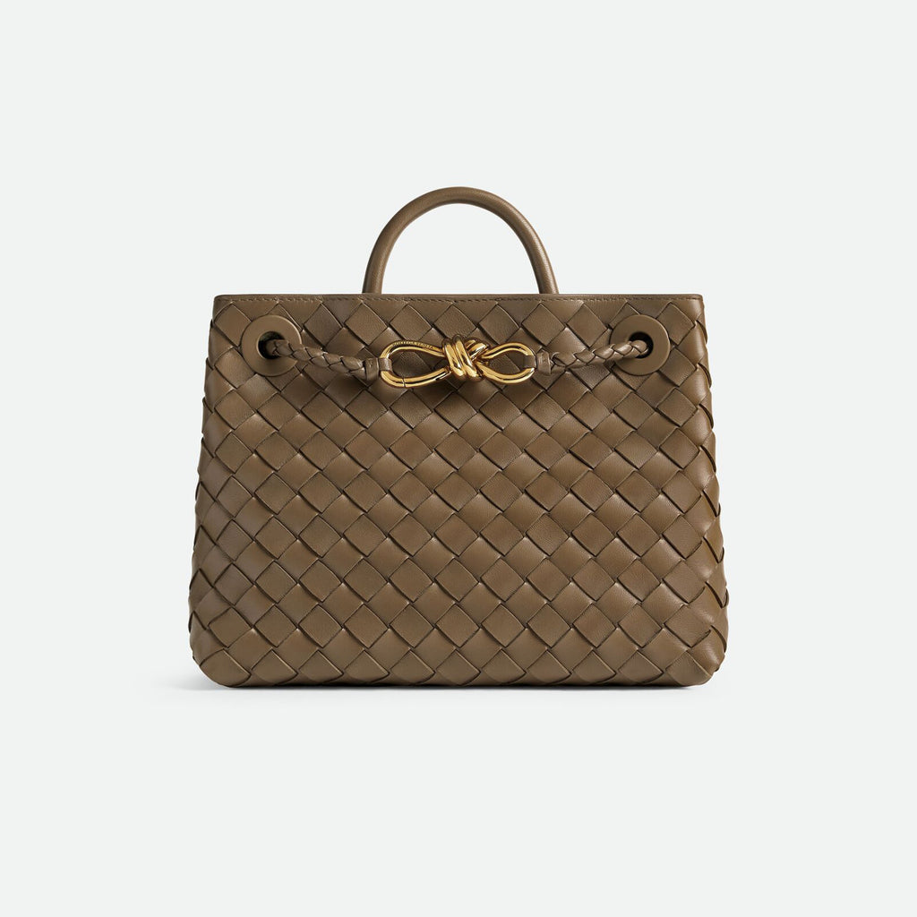 Bottega Veneta Andiamo Women's Fashion Classic Solid-Color Knitted Magnetic Snap Closure Leather Small Shoulder Bag Tote Bag Bags 766014VCPP12273 #79111