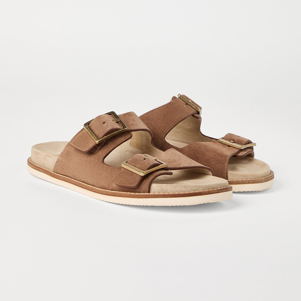 Brunello Cucinelli Suede slides with buckles for Man in Hazelnut