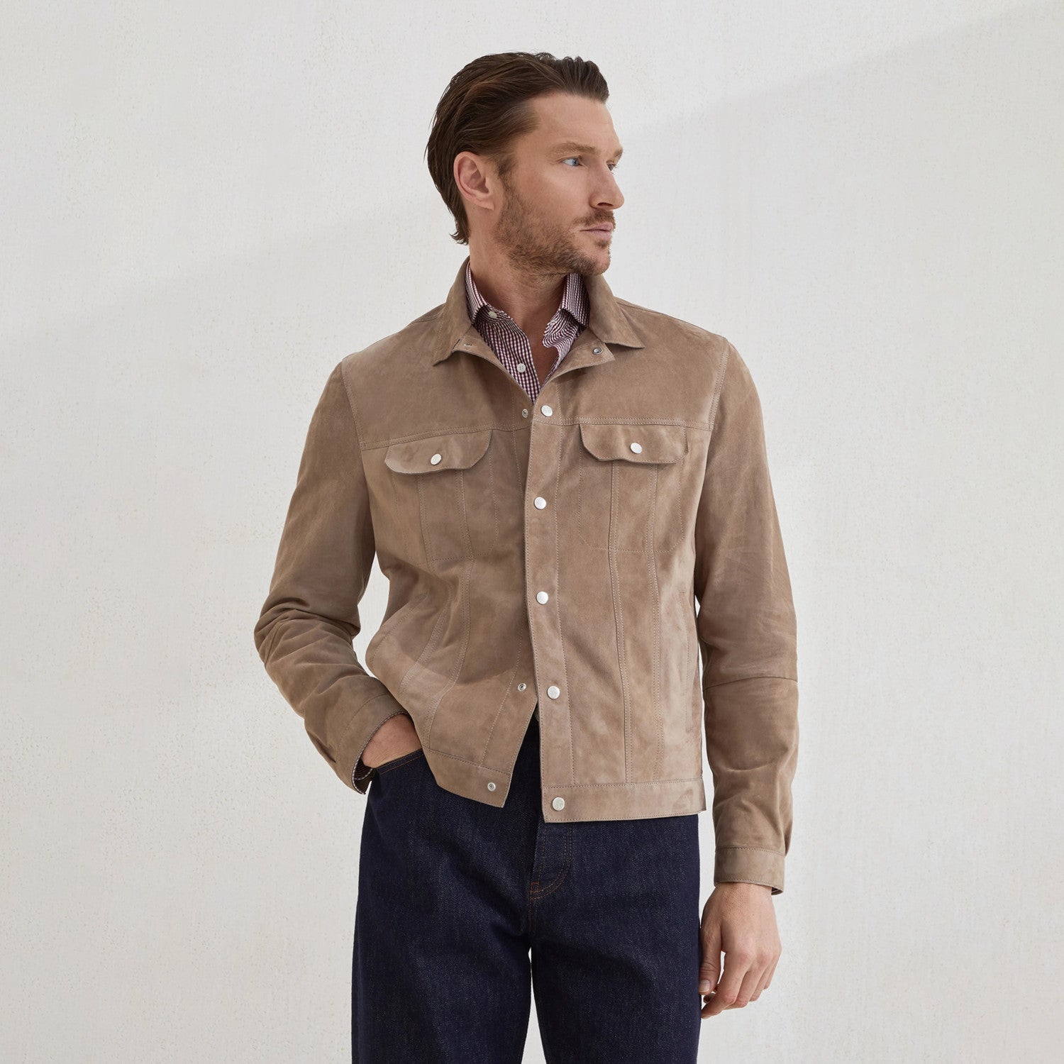 Brunello Cucinelli Men's Spring/Fall Fashion Casual Solid-Color Stand-Up Collar Single-Breasted Jacket #78845