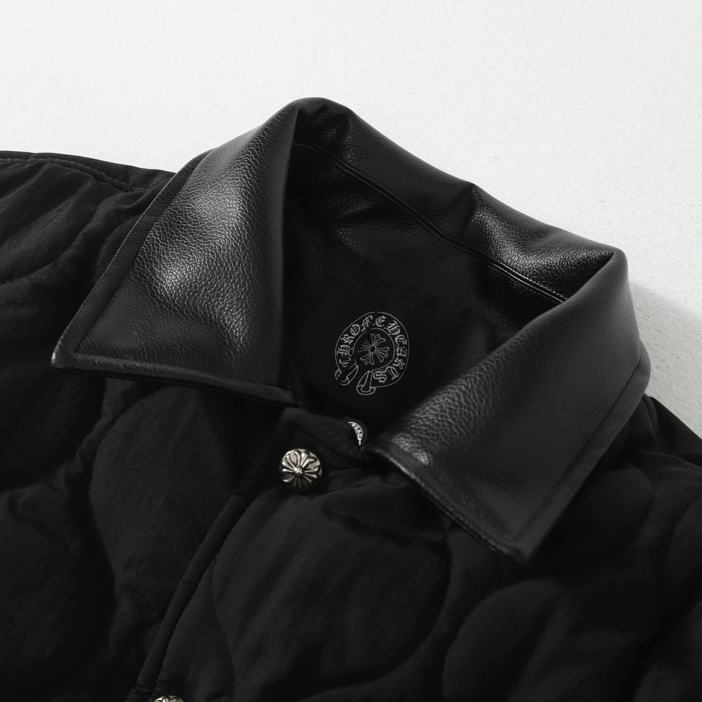 Chrome Hearts Men's & Women's Fall/Winter Fashion Casual Solid Color Lapel Single Breasted Jacket with Cross Pattern Silver Buttons Jacket #79113