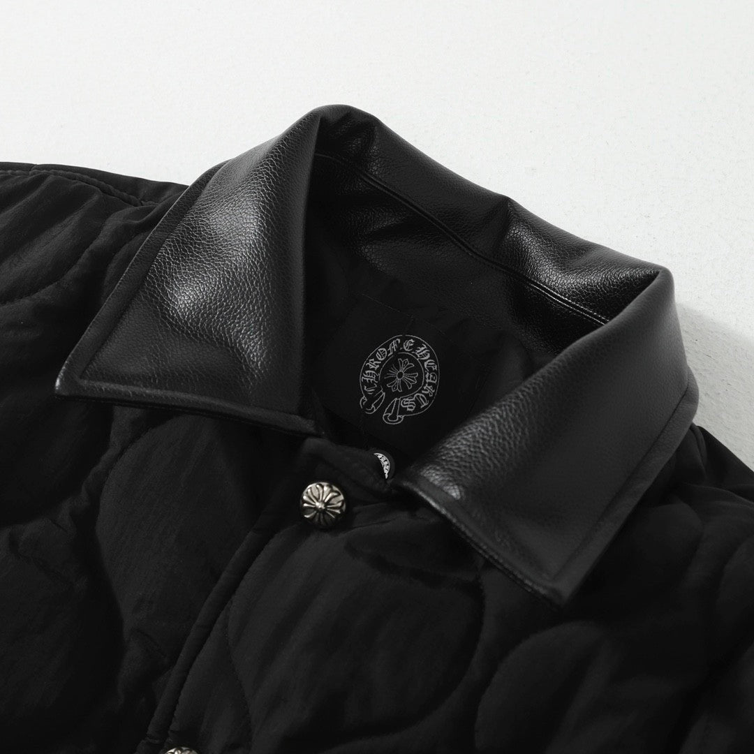 Chrome Hearts Men's & Women's Fall/Winter Fashion Casual Solid Color Lapel Single Breasted Jacket with Cross Pattern Silver Buttons Jacket #79113