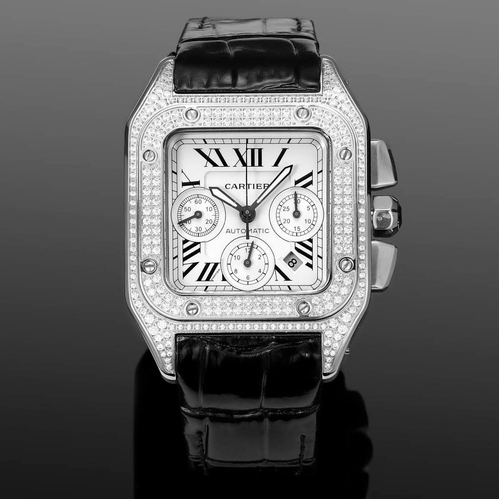 Cartier Santos Men's Automatic Mechanical Movement Roman Scale Date Display Chronograph 100M Water Resistant Mechanical Watch #72997
