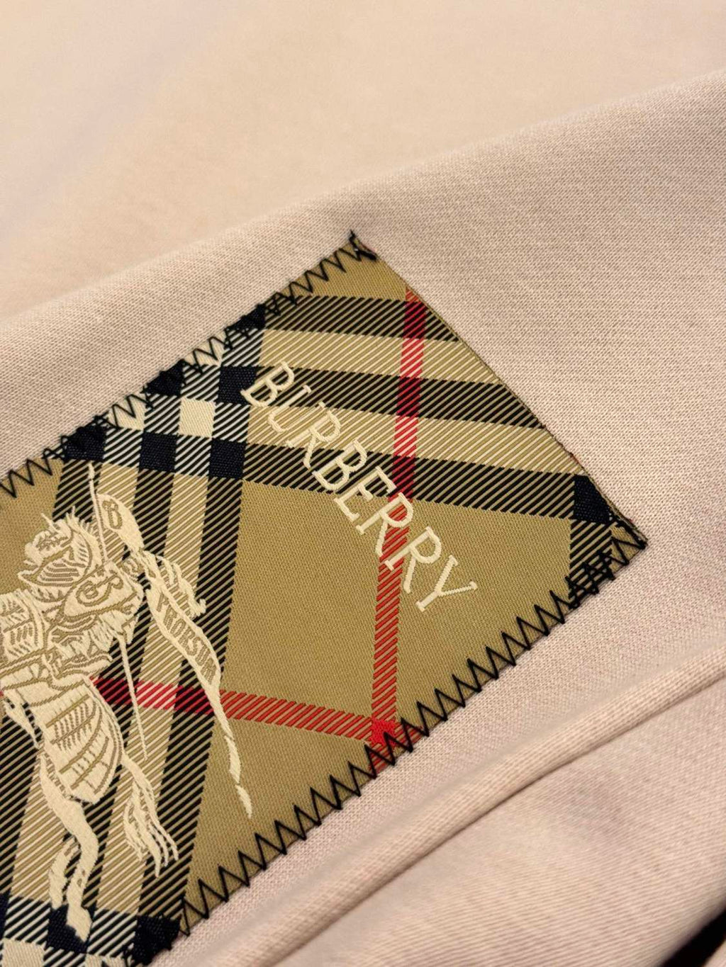 Burberry Men's Spring and Autumn Solid Color Checkered Printed Label Loose Round Neck Long Sleeve Sweatshirt #74744