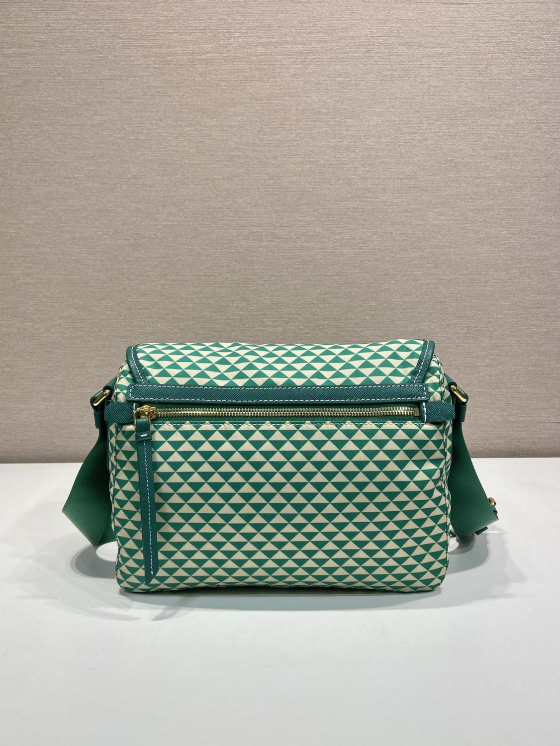 Prada Women's Monogram Printed Classic Triangle Logo Recycled Nylon with Cow Leather Shoulder Bag Bags #75665