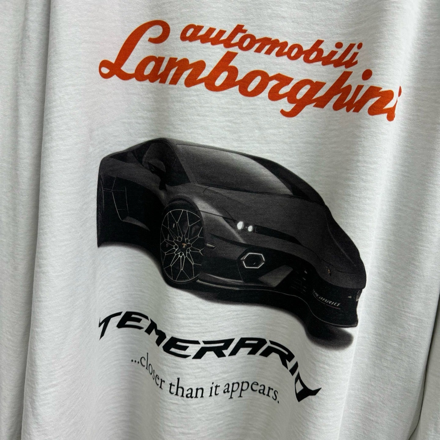 Balenciaga x Lamborghini Men's and Women's Summer Car Print Round Neck Pullover Drop Shoulder Regular Fit Cotton Long Sleeve T-Shirt #75253