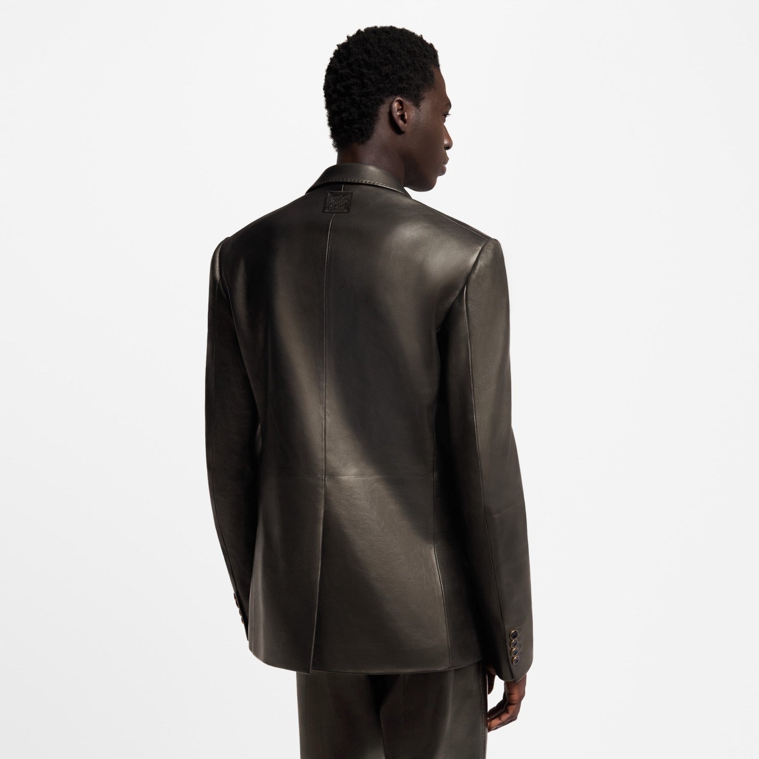 Louis Vuitton Men's Spring/Autumn Solid Color Single-Breasted V-Neck Leather Long-Sleeved Suit Jacket #77734