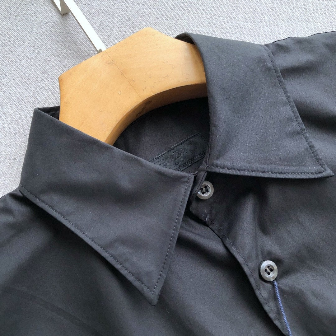 Prada Men's Spring And Autumn Solid Color Recycled Fiber Nylon Single Breasted Long Sleeved Shirt #74639