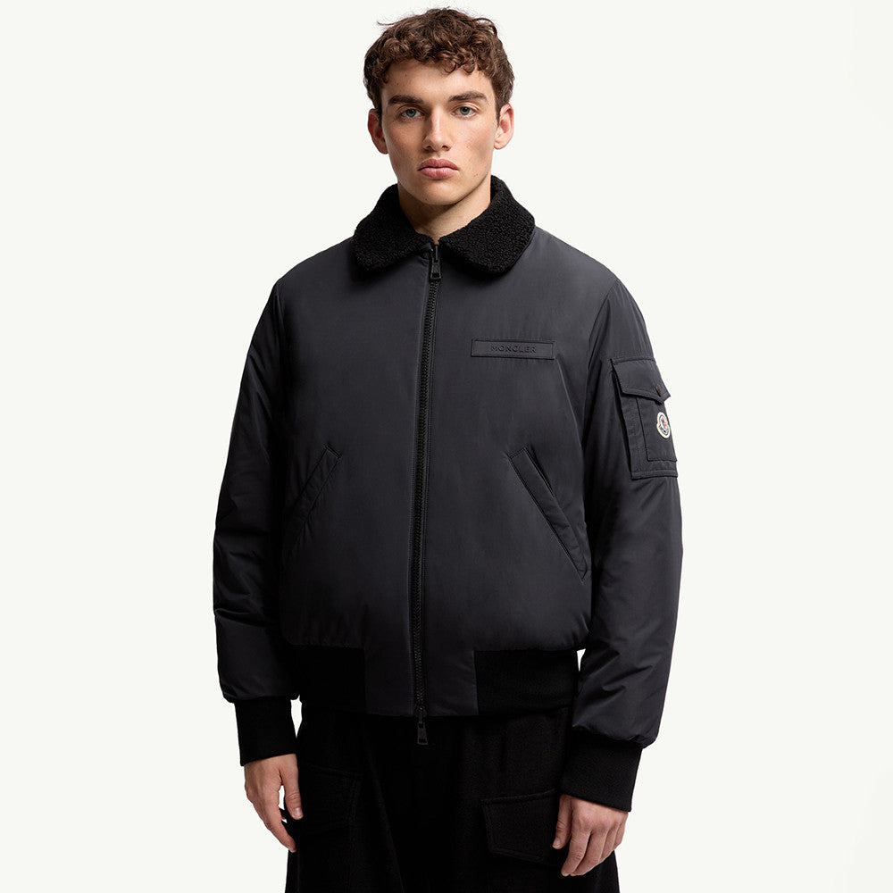 Moncler Men's Black Maulevrier Reversible Teddy Fleece Bomber Jacket #332812