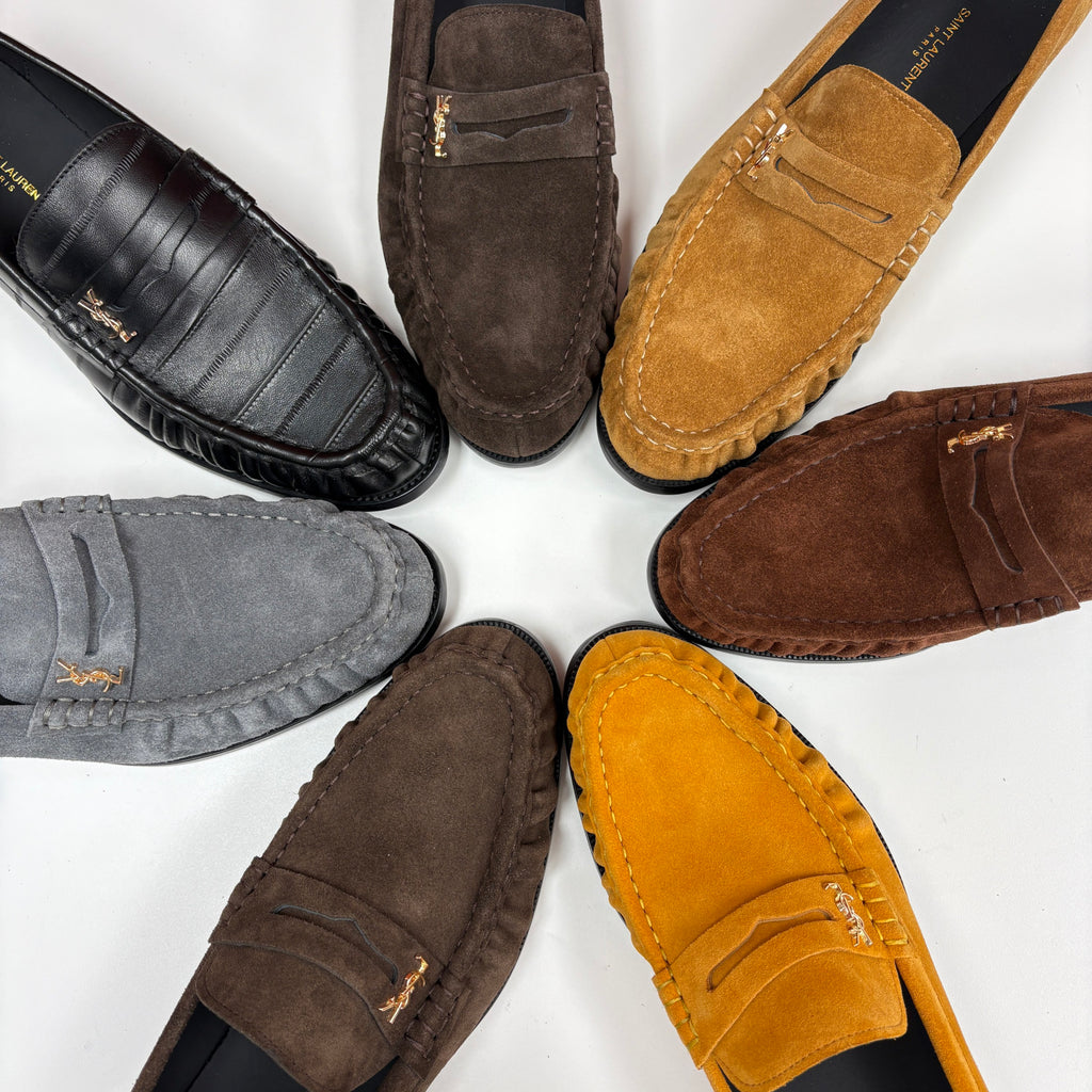 Saint Laurent LE LOAFER Supple in Suede in Brown #383805
