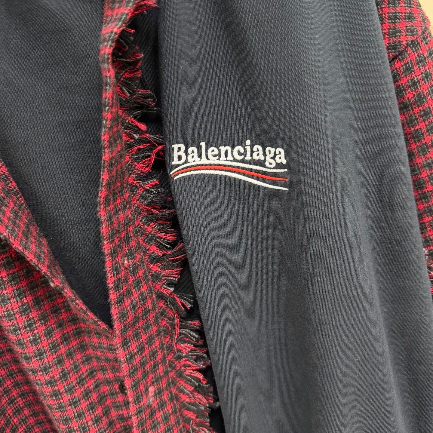 Balenciaga Men's Patched Shirt in Red black #335726