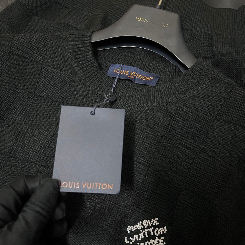 Louis Vuitton Embellished Wool Damier Pullover #333428