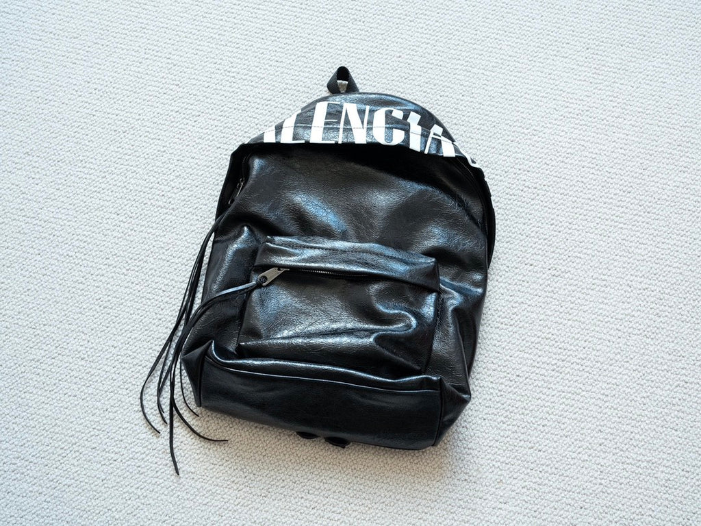 Balenciaga Men's Editor Backpack In Black/white Shoulder Bag Leather Zipper Fashion Trend Retro Bag Bags #81636