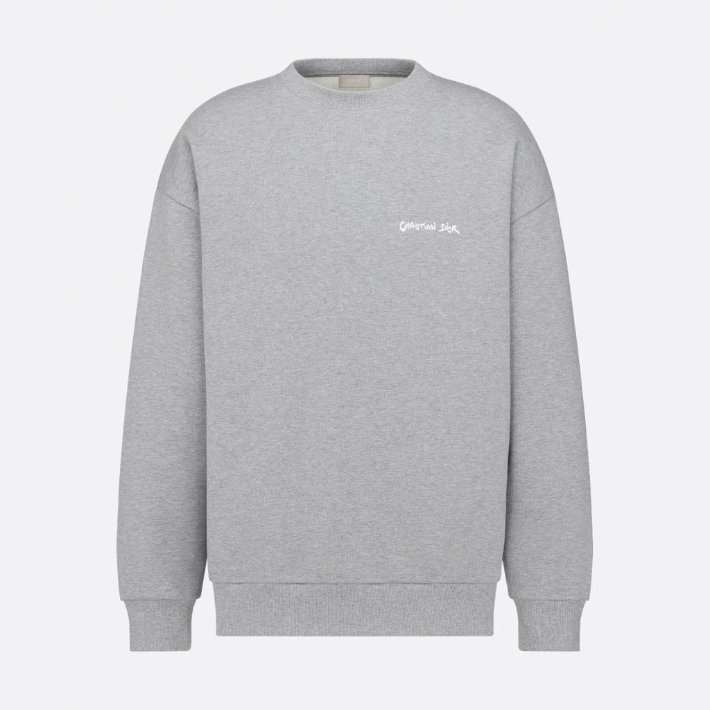 Dior Men's Spring and Autumn Gray Embroidered Letter Logo Round Neck Cotton Long Sleeve Sweatshirt Pullover #72898