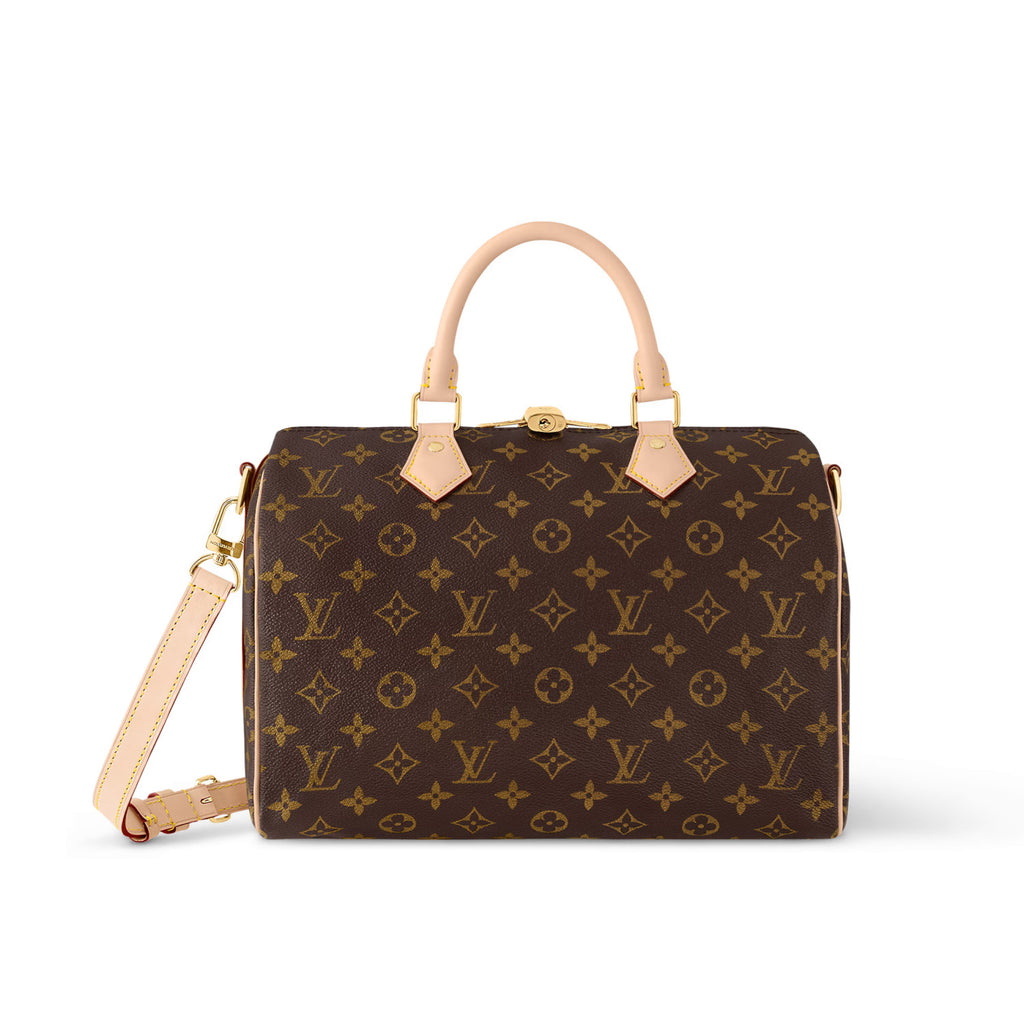 Louis Vuitton Speedy Bandoulière 30 Women's Brown Letter Printing Detachable Condition Shoulder Strap Zipper Closure Coated Canvas Single Shoulder Crossbody Tote Travel Bag Bags #76188