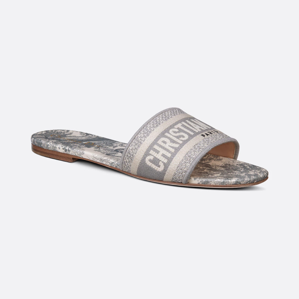 Dior Dway Women's Spring/Summer Fashion Round Toe Cotton Embroidered Slip On Slippers Shoes #78272