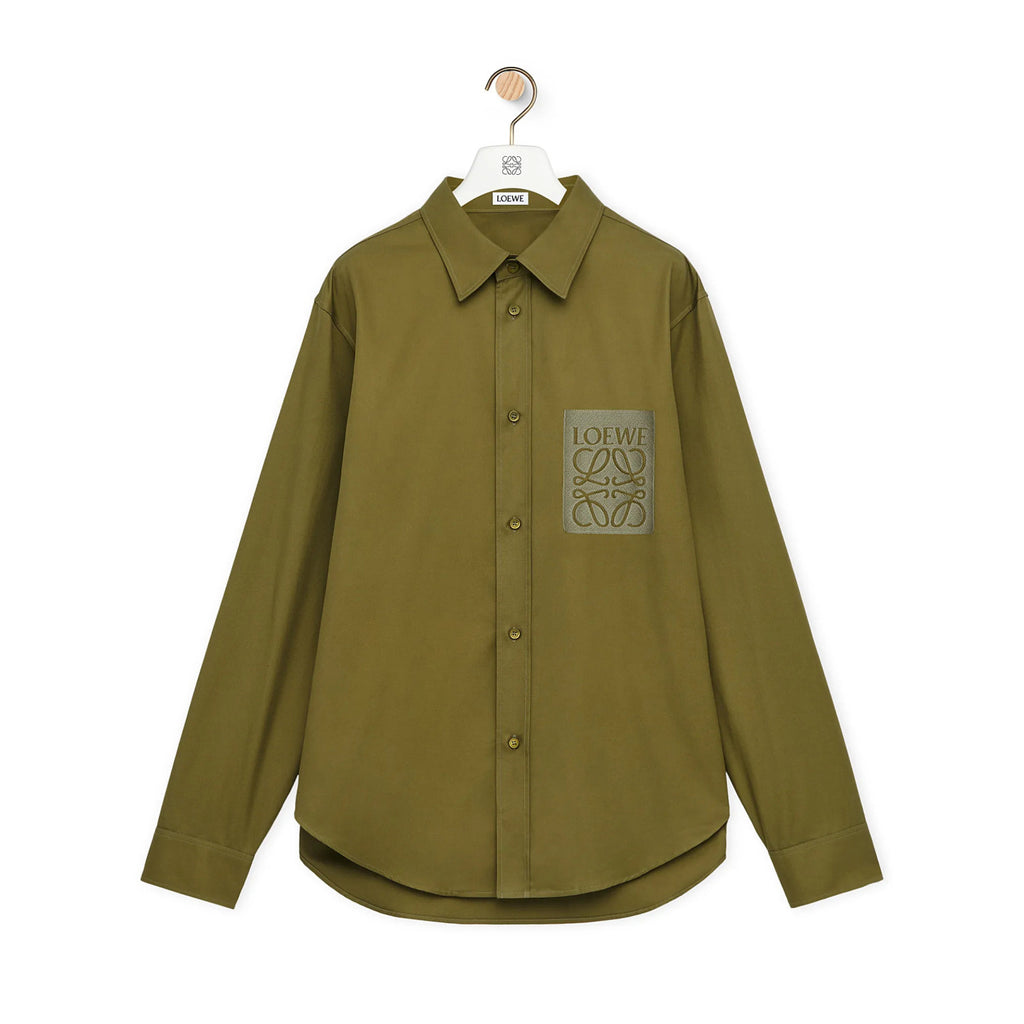 Loewe Men's Spring and Autumn Solid Color Single Breasted Lapel Long Sleeve Shirt #99552