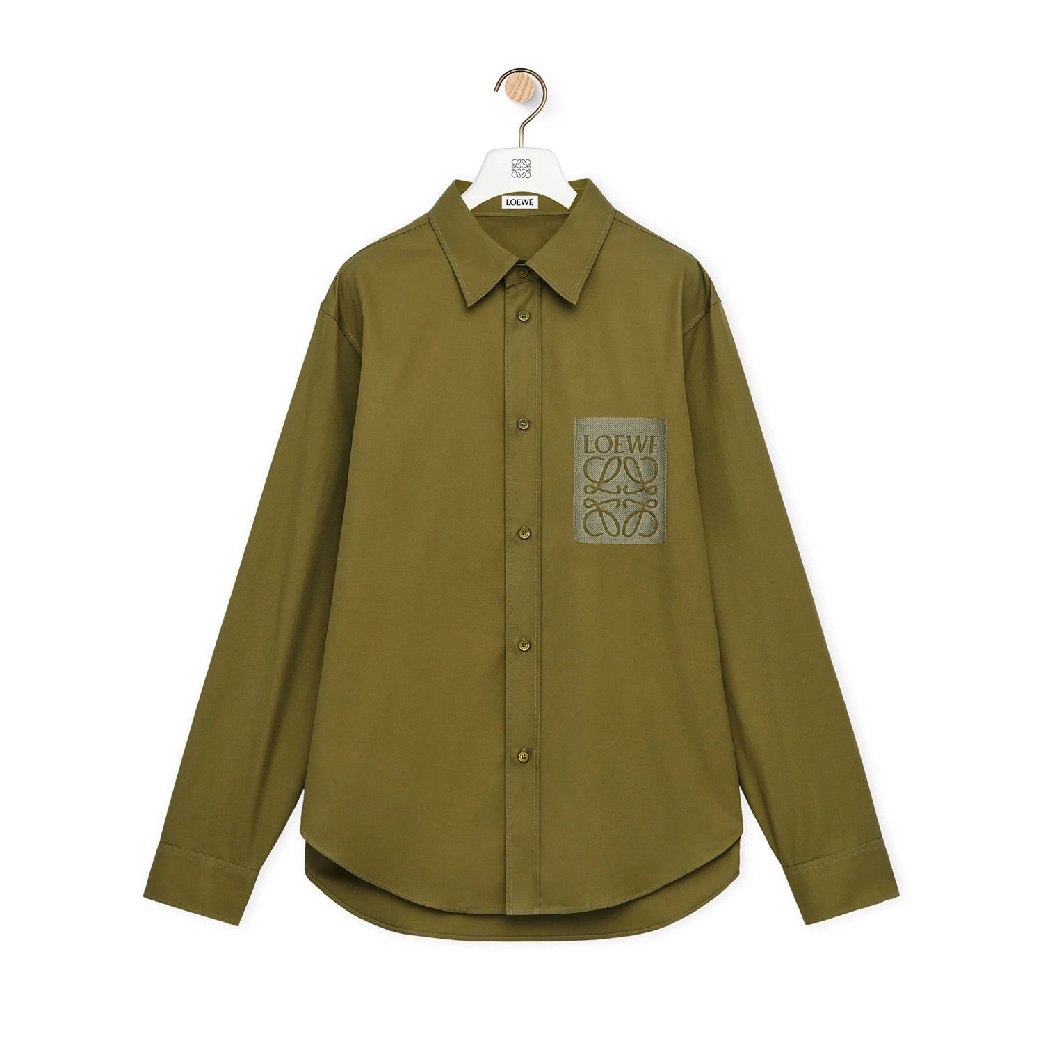 Loewe Men's Spring and Autumn Solid Color Single Breasted Lapel Long Sleeve Shirt #99552