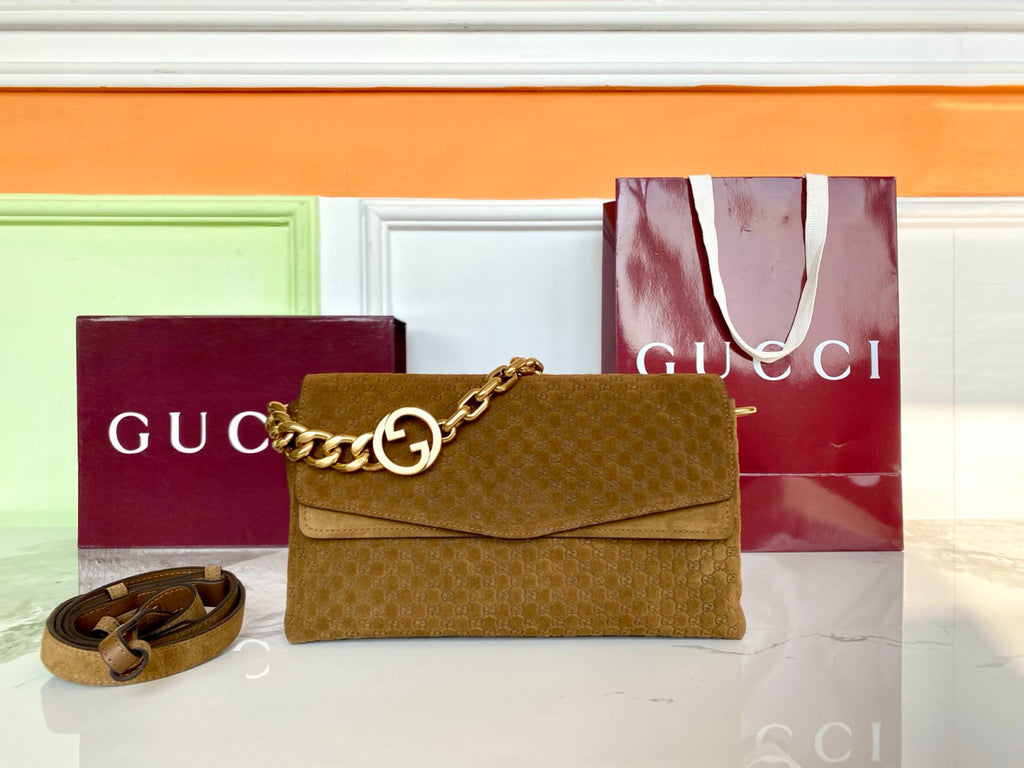 Gucci Medium shoulder bag with chain in black GG leather #336824