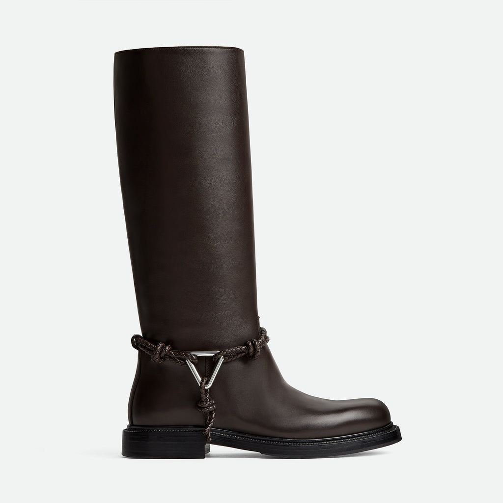 Bottega Veneta Women's James Knee-High Boots Solid-Color Leather Round-Toe Knee-High Boots Chunky Heel Casual Shoes Ngvp #2574