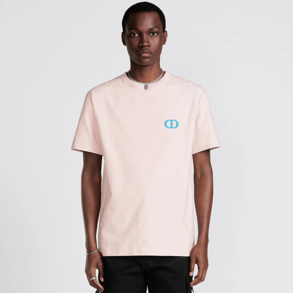 Dior Men's Summer Logo Embroidery Loose Solid Color Round Neck Cotton Short Sleeve T-Shirt #74449