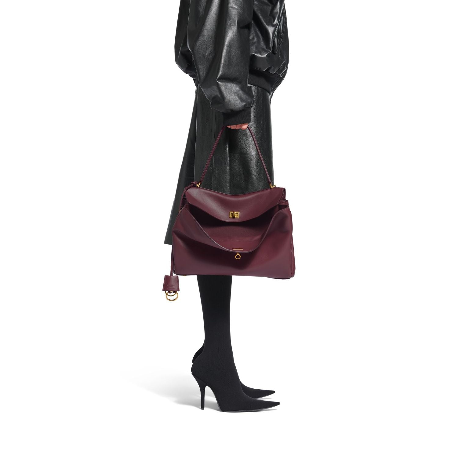 Balenciaga Women's Fashion Rodeo Medium Handbag Casual Pure Color Cowhide Leather Shoulder Crossbody Bags Bags 7897722AA4U1000 Ngvp #9916