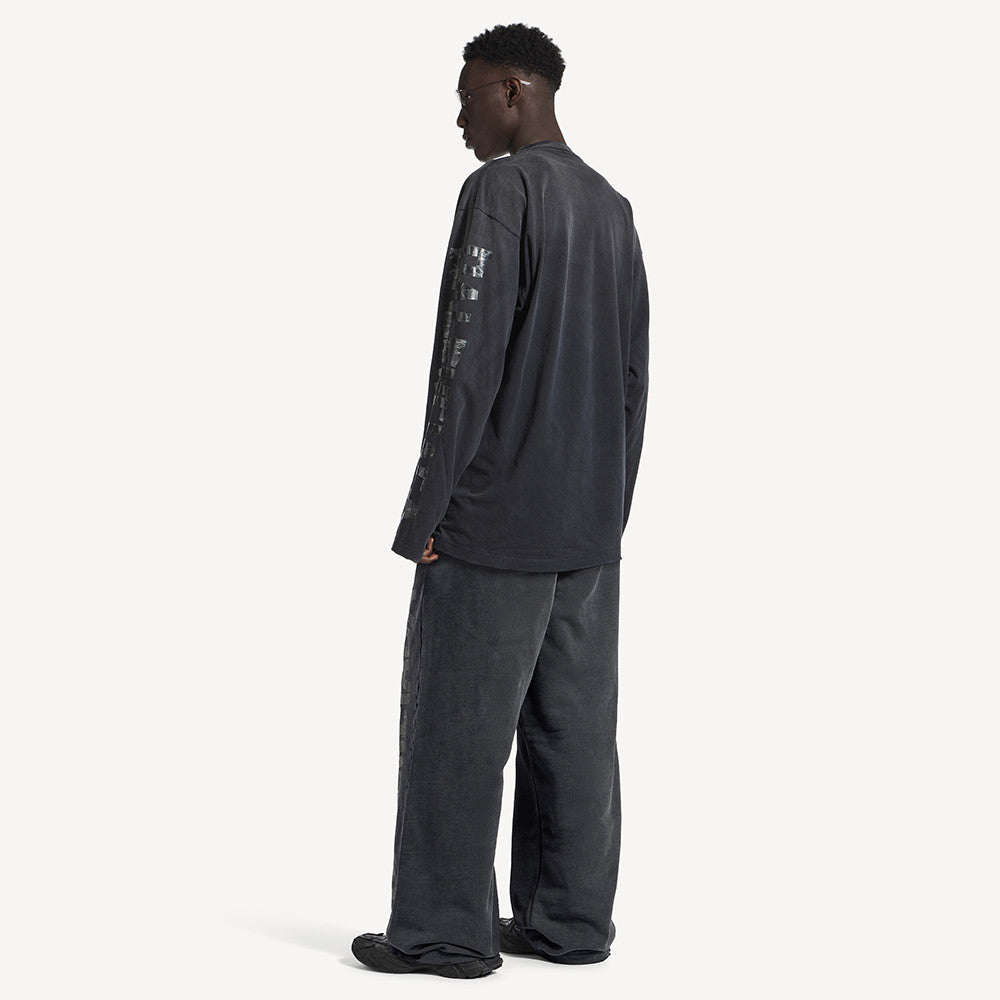 Balenciaga Top-quality version Men's Transparent Tape Baggy Pants in Faded Black White #376443