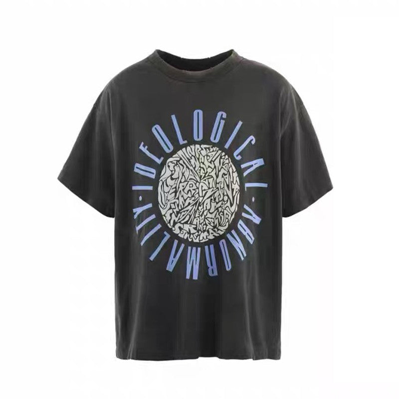 Saint Michael Men's Summer Graphic Printed Round Neck Cotton Solid Color Straight Pullover Short Sleeve T-Shirt Ngvp #1165
