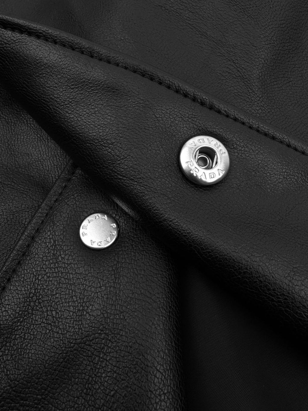 Prada Men's Fall/Winter Fashion Casual Solid Color Lapel Single Breasted Leather Jacket With Logo Triangle Emblem Jacket #79343