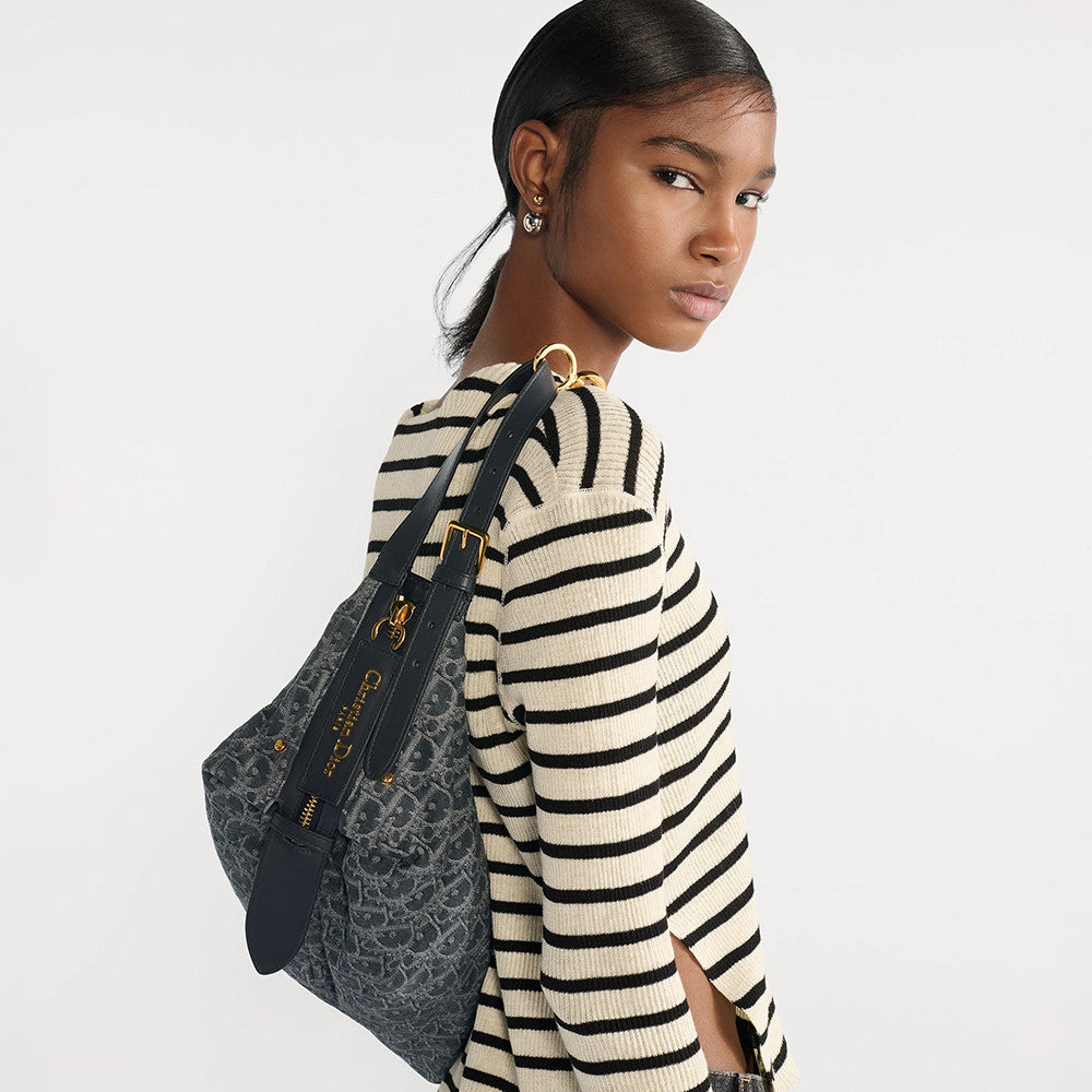 DIOR Medium_D-Journey Bag in Crinkled Calfskin Metallic Gold-Tone Flat Macrocannage #335779
