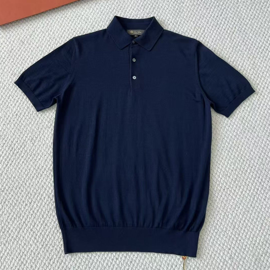 Loro Piana King's Gift® Men's Polo Shirt Spring Summer Fashion Casual Button Short Sleeve Top Knitted T-shirt Lapel Men's Clothes Ngvp #9957