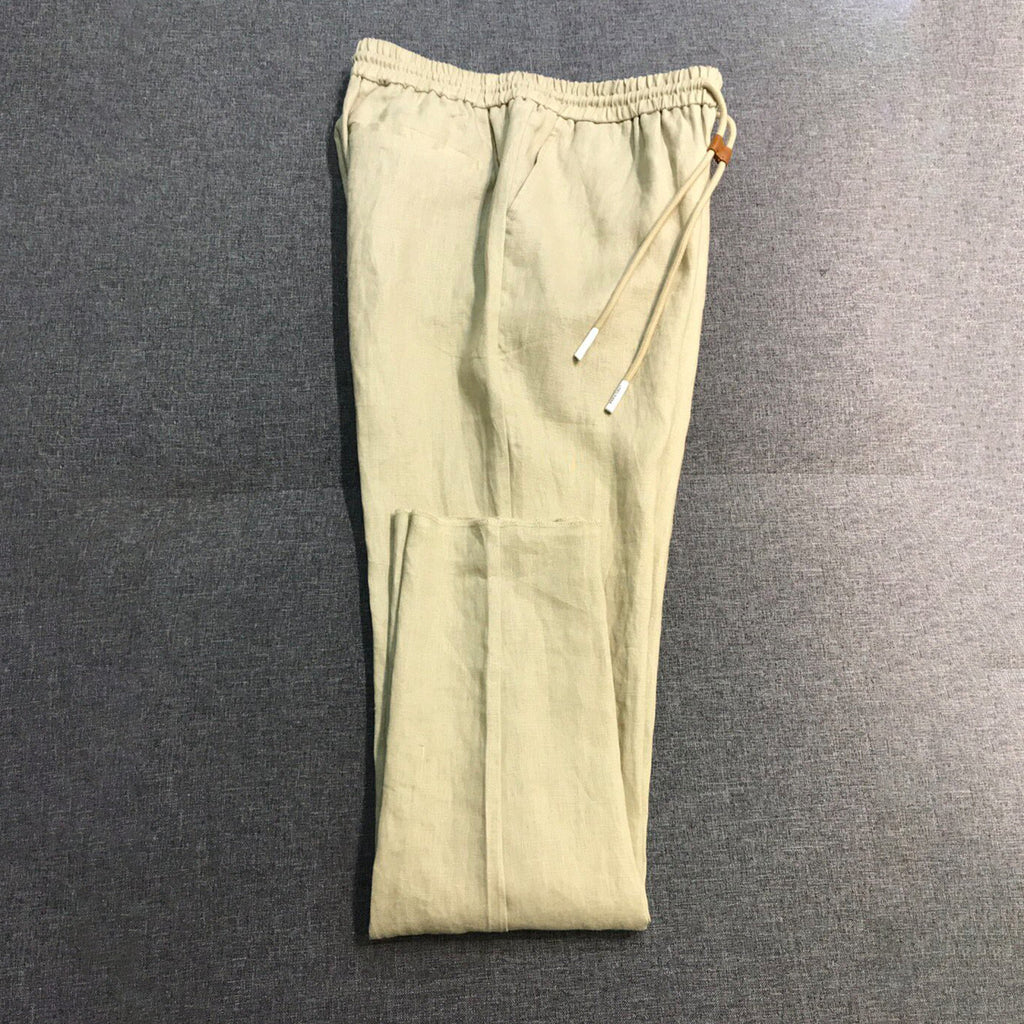 Loro Piana Men's Spring And Summer Solid Colour Drawstring Fashion Pants Loose Straight Comfortable Cotton Thin Suit Trousers Ngvp #1472