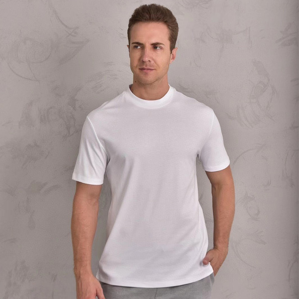 Loro Piana Men's Summer Solid Color Casual Fashion Round Neck Cotton Short Sleeve T-Shirt #98734