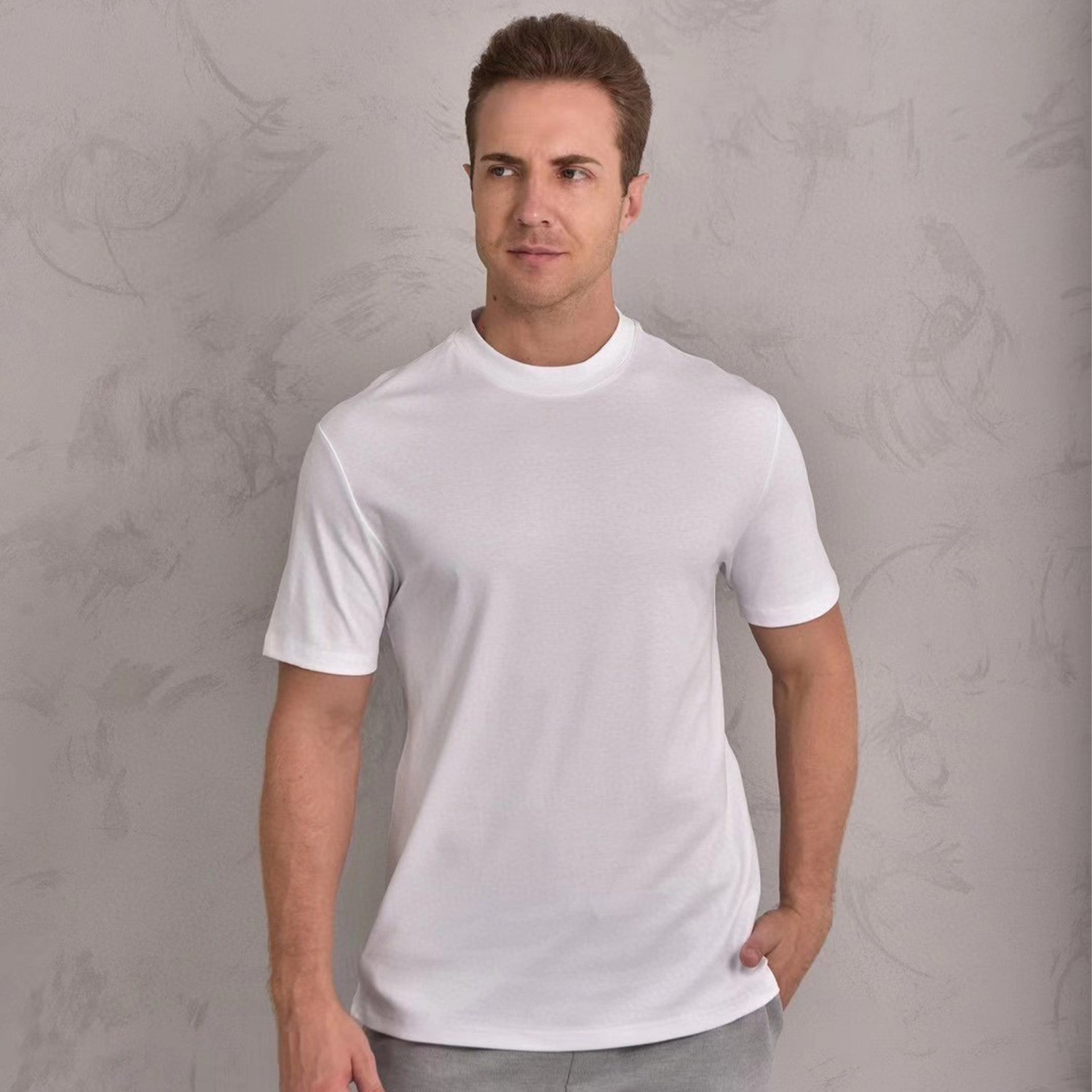 Loro Piana Men's Summer Solid Color Casual Fashion Round Neck Cotton Short Sleeve T-Shirt #98734