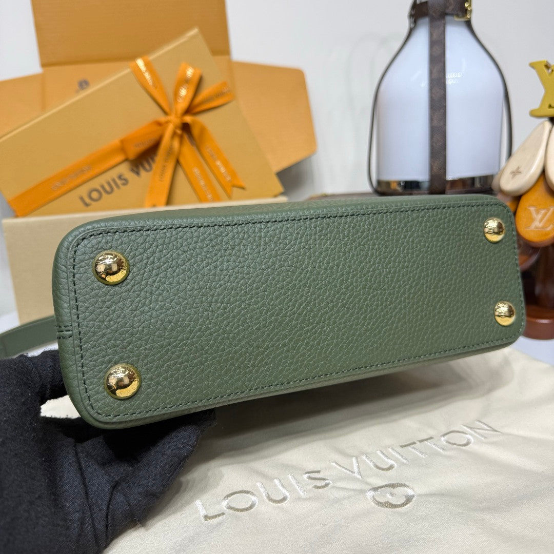 Louis Vuitton CAPUCINES BB Handbag M25474 Army Green Chip Capucines Small Handbag Taurillon Leather Monogram Floral Pattern Modern Clutch Tote Bag Crossbody Bag #195563