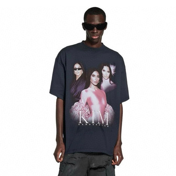 Balenciaga Men's and Women's Summer Portrait Printed Solid Colour Round Neck Cotton Short Sleeve T-Shirt #76598