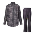 Louis Vuitton Women's Summer Letter Printed Single Breasted Long Sleeve Shirt Lace Up Casual Pants Set Suit #75558