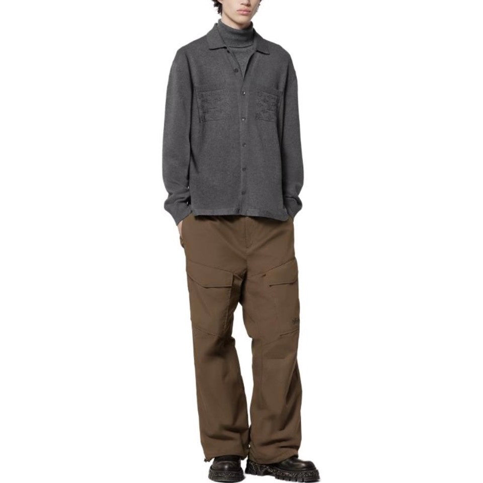 Louis Vuitton Men's Spring/Autumn Gray Logo Appliquéd Single Breasted Long Sleeve Knit Shirt #72115
