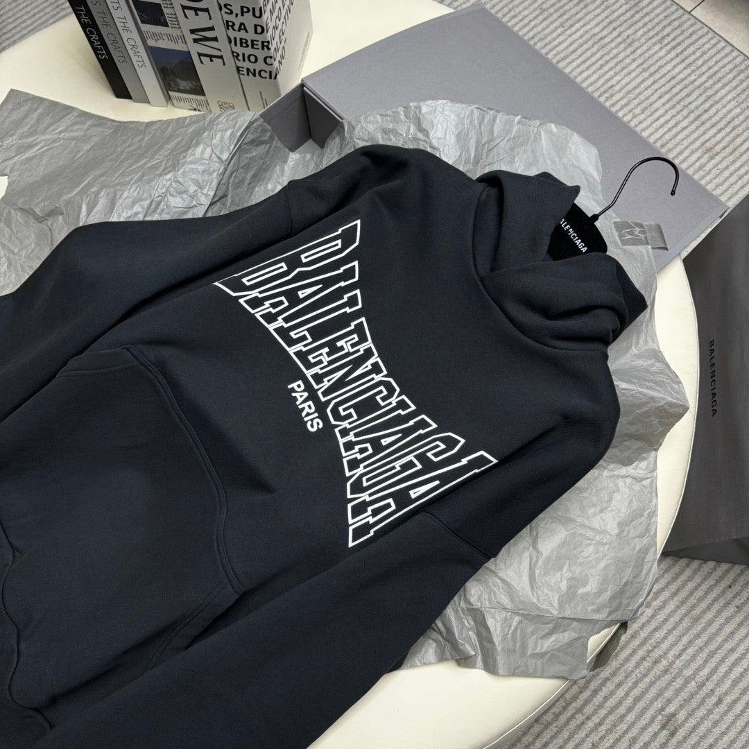 Balenciaga Men's Spring and Autumn Solid Color Letter Printed Cotton Hooded Sweatshirt #74221