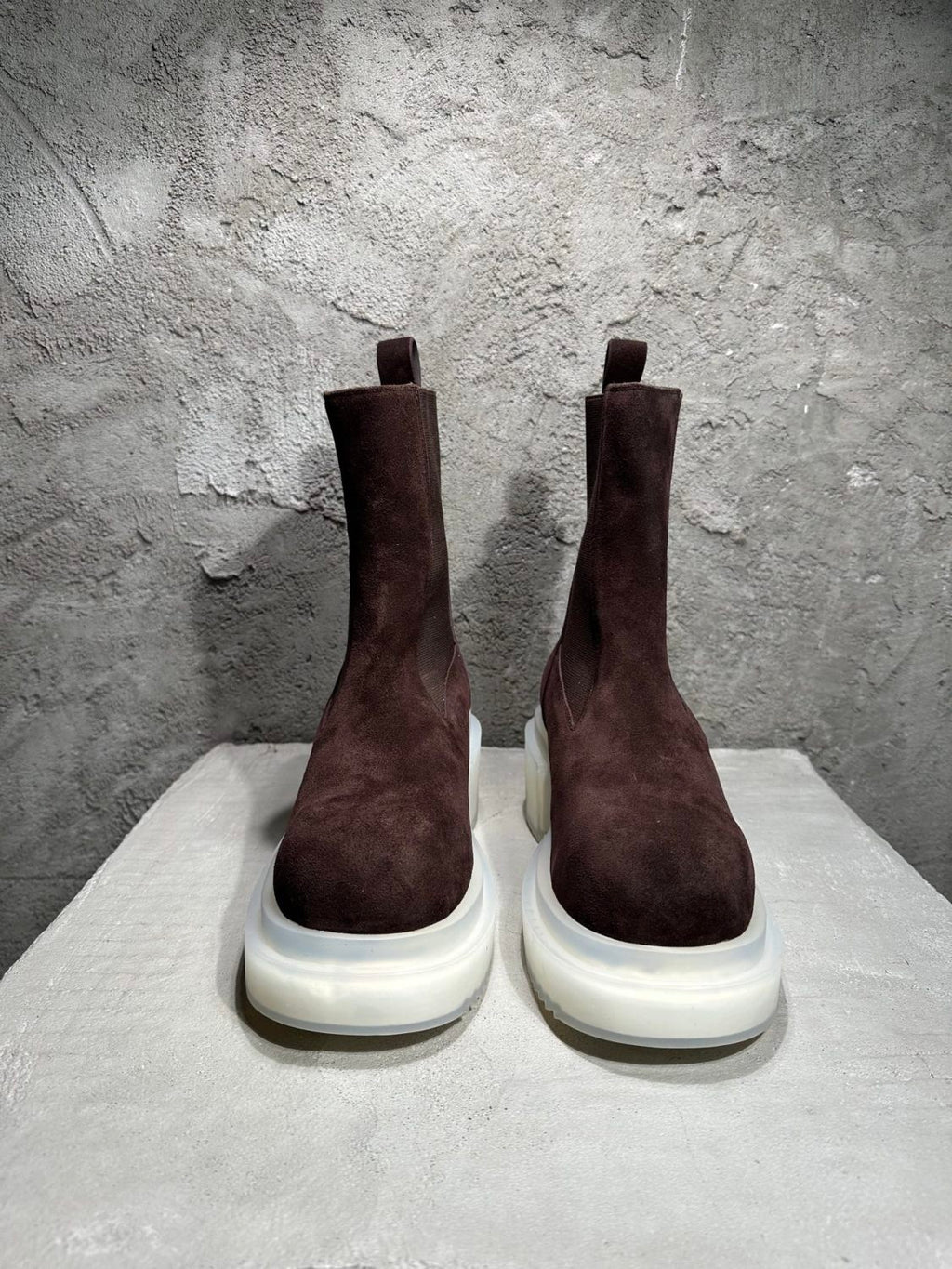 Rick Owens Men's Fall And Winter Elastic Thick Bottom Boots Round Head Suede Short Boots 7cm Fashion Trend Cowhide Mid-calf Shoes Ngvp #2466