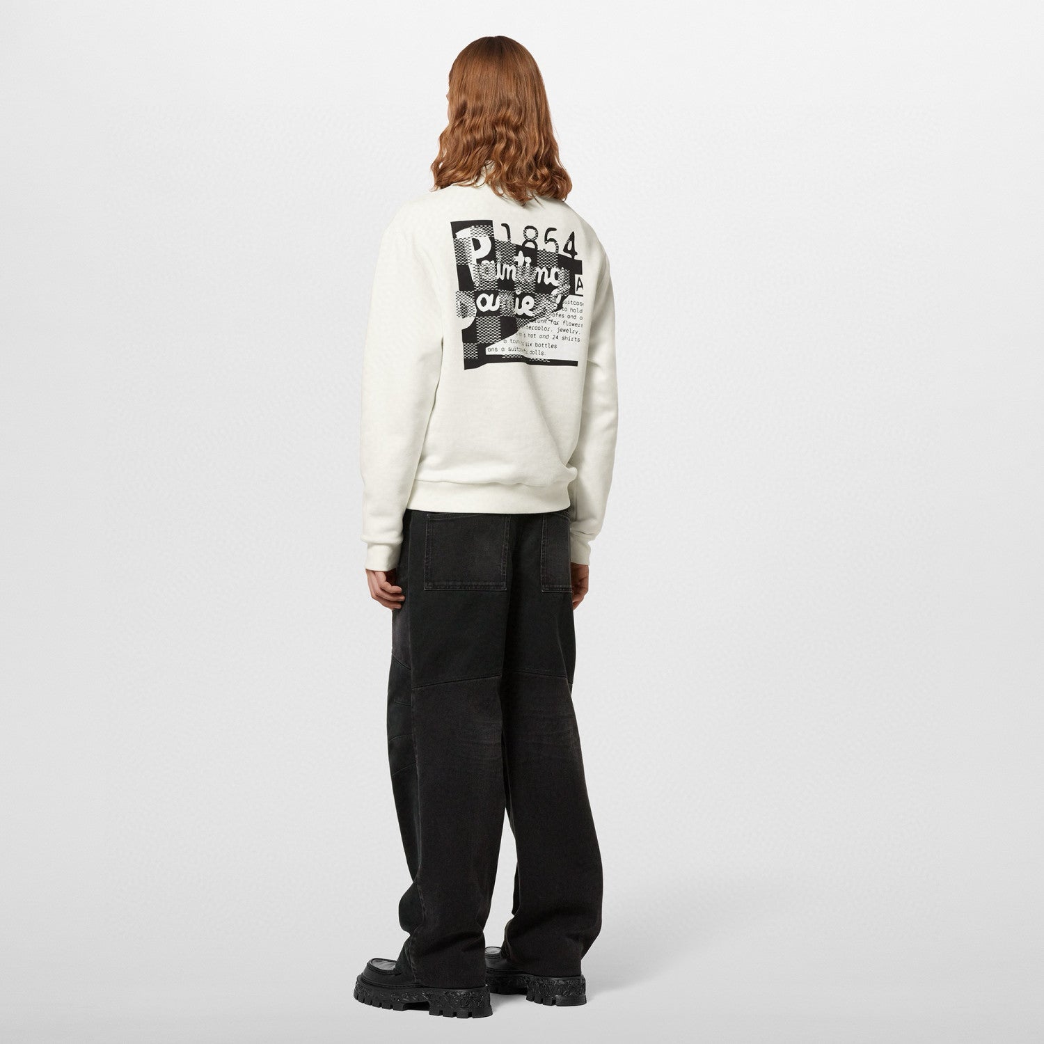 Louis Vuitton Men Women Spring Autumn Letter Printed Round Neck Long Sleeve White Sweatshirt Pullover #97889